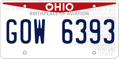 OH license plate GOW6393