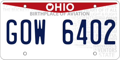 OH license plate GOW6402