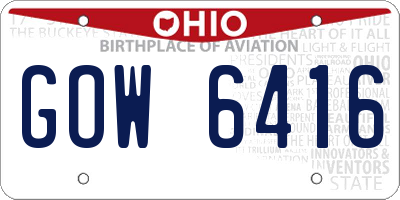 OH license plate GOW6416