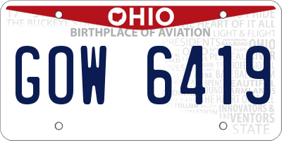 OH license plate GOW6419
