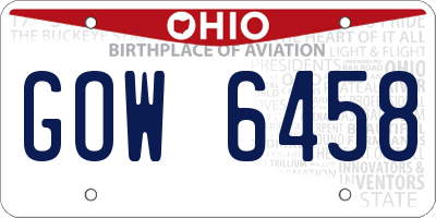 OH license plate GOW6458