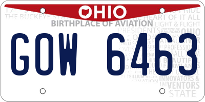 OH license plate GOW6463
