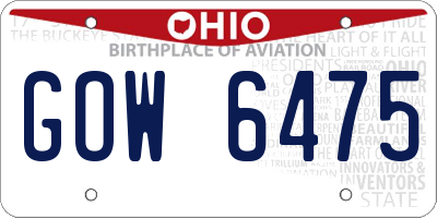 OH license plate GOW6475