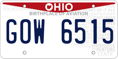 OH license plate GOW6515
