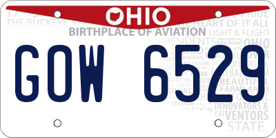 OH license plate GOW6529