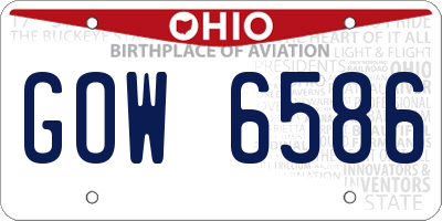 OH license plate GOW6586