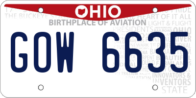 OH license plate GOW6635