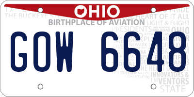 OH license plate GOW6648