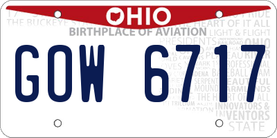 OH license plate GOW6717