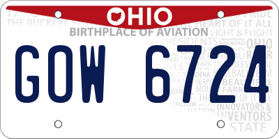 OH license plate GOW6724