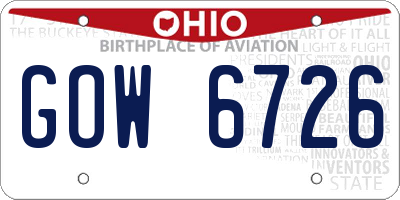 OH license plate GOW6726