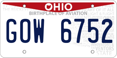 OH license plate GOW6752