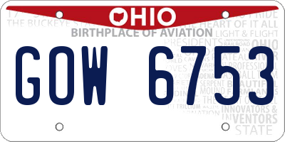 OH license plate GOW6753