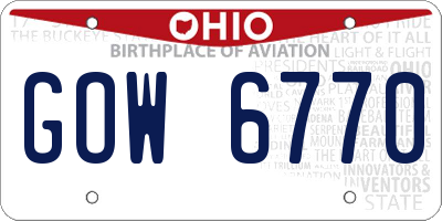 OH license plate GOW6770