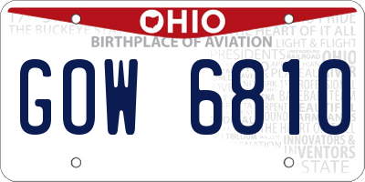 OH license plate GOW6810