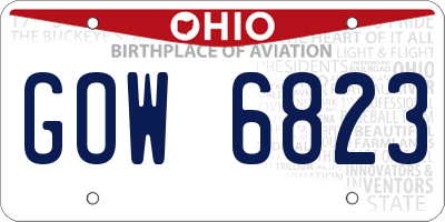 OH license plate GOW6823