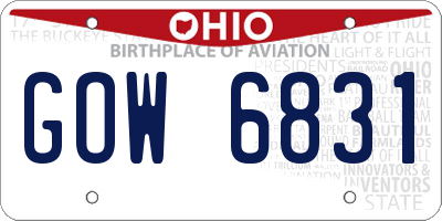 OH license plate GOW6831