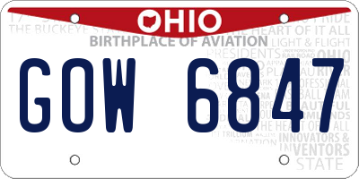 OH license plate GOW6847
