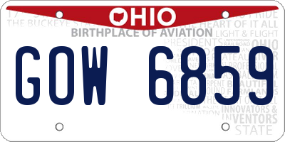 OH license plate GOW6859