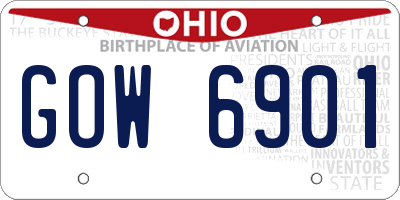 OH license plate GOW6901