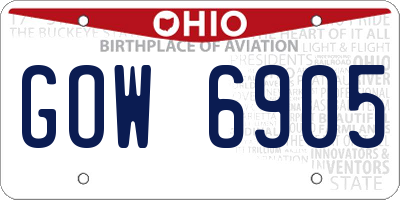 OH license plate GOW6905