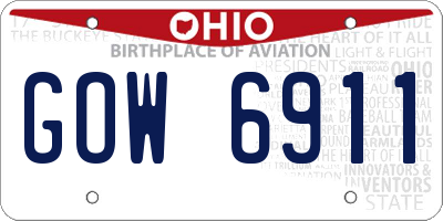 OH license plate GOW6911