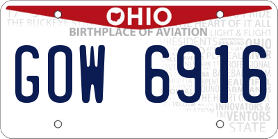OH license plate GOW6916