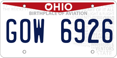 OH license plate GOW6926