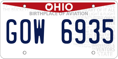 OH license plate GOW6935