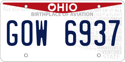OH license plate GOW6937