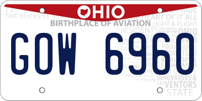 OH license plate GOW6960