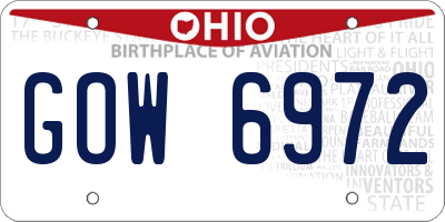 OH license plate GOW6972