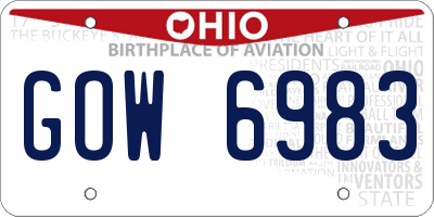 OH license plate GOW6983