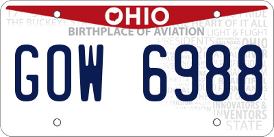 OH license plate GOW6988