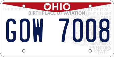 OH license plate GOW7008
