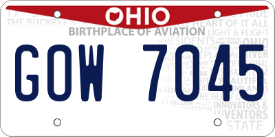 OH license plate GOW7045