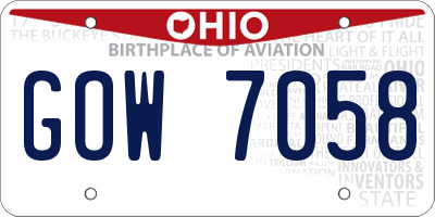 OH license plate GOW7058