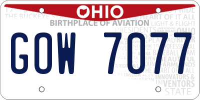 OH license plate GOW7077