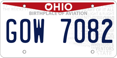OH license plate GOW7082