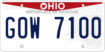 OH license plate GOW7100