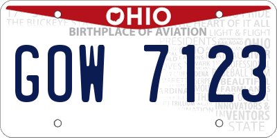 OH license plate GOW7123