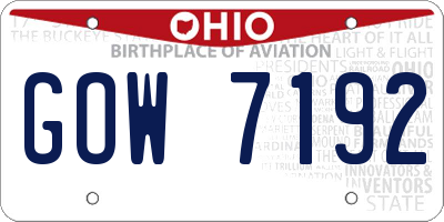 OH license plate GOW7192