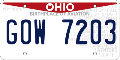 OH license plate GOW7203