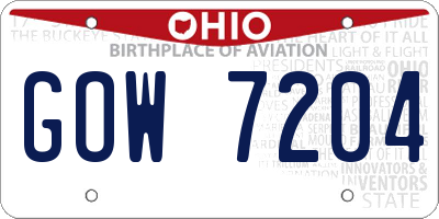 OH license plate GOW7204