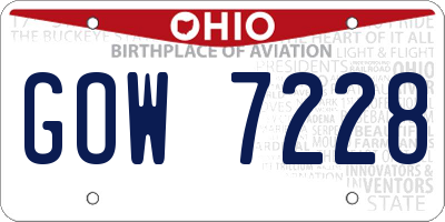 OH license plate GOW7228