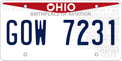 OH license plate GOW7231