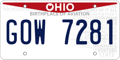 OH license plate GOW7281