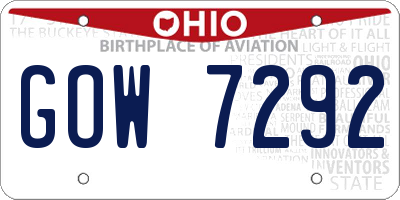 OH license plate GOW7292