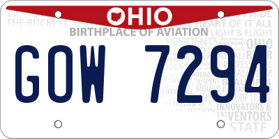 OH license plate GOW7294