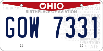 OH license plate GOW7331